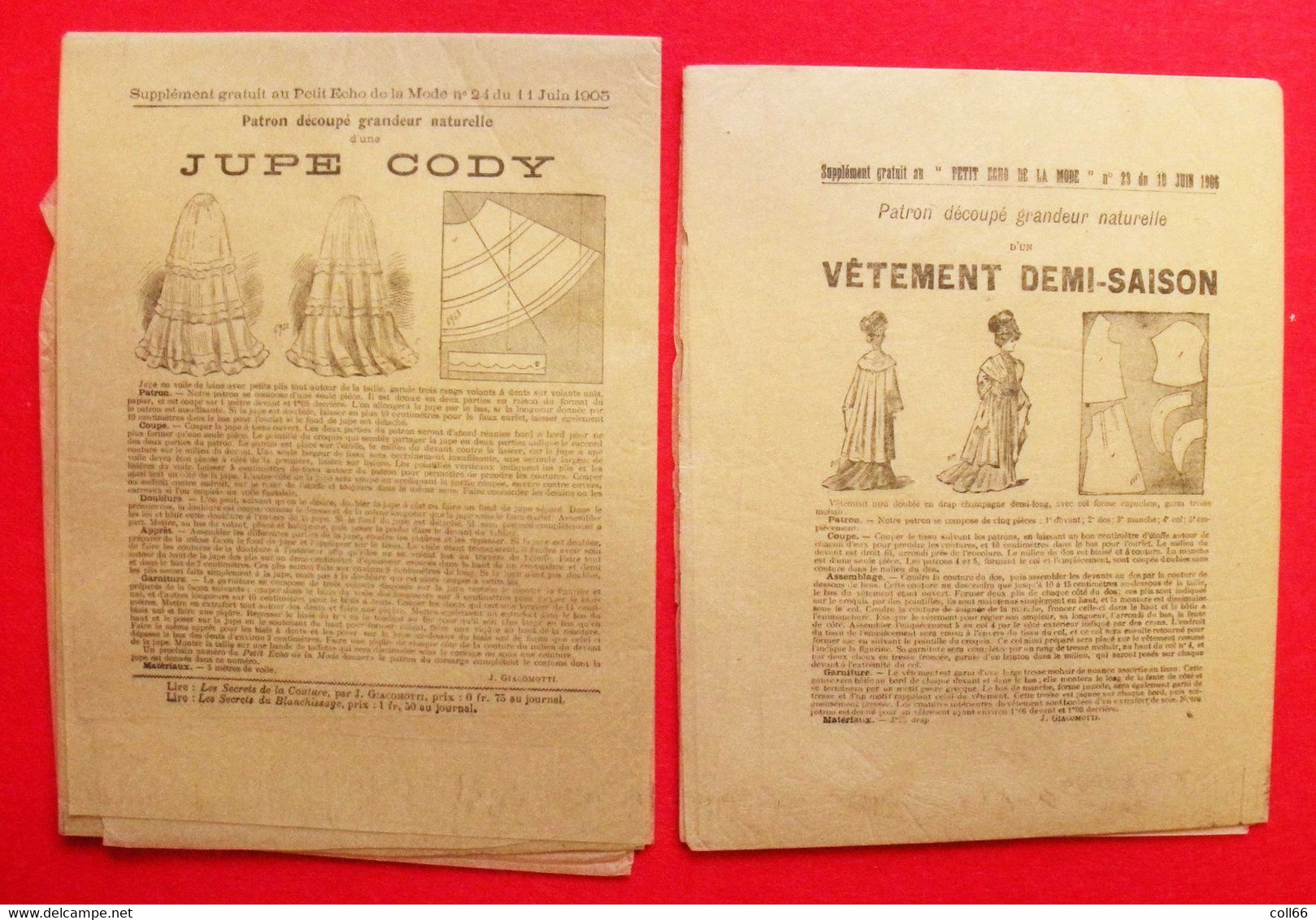 10 Patrons 1900 Supplément Au Petit écho De La Mode Papier De Soie Costume Quartier-Maître Jupe Cody Etc.. - Schnittmuster