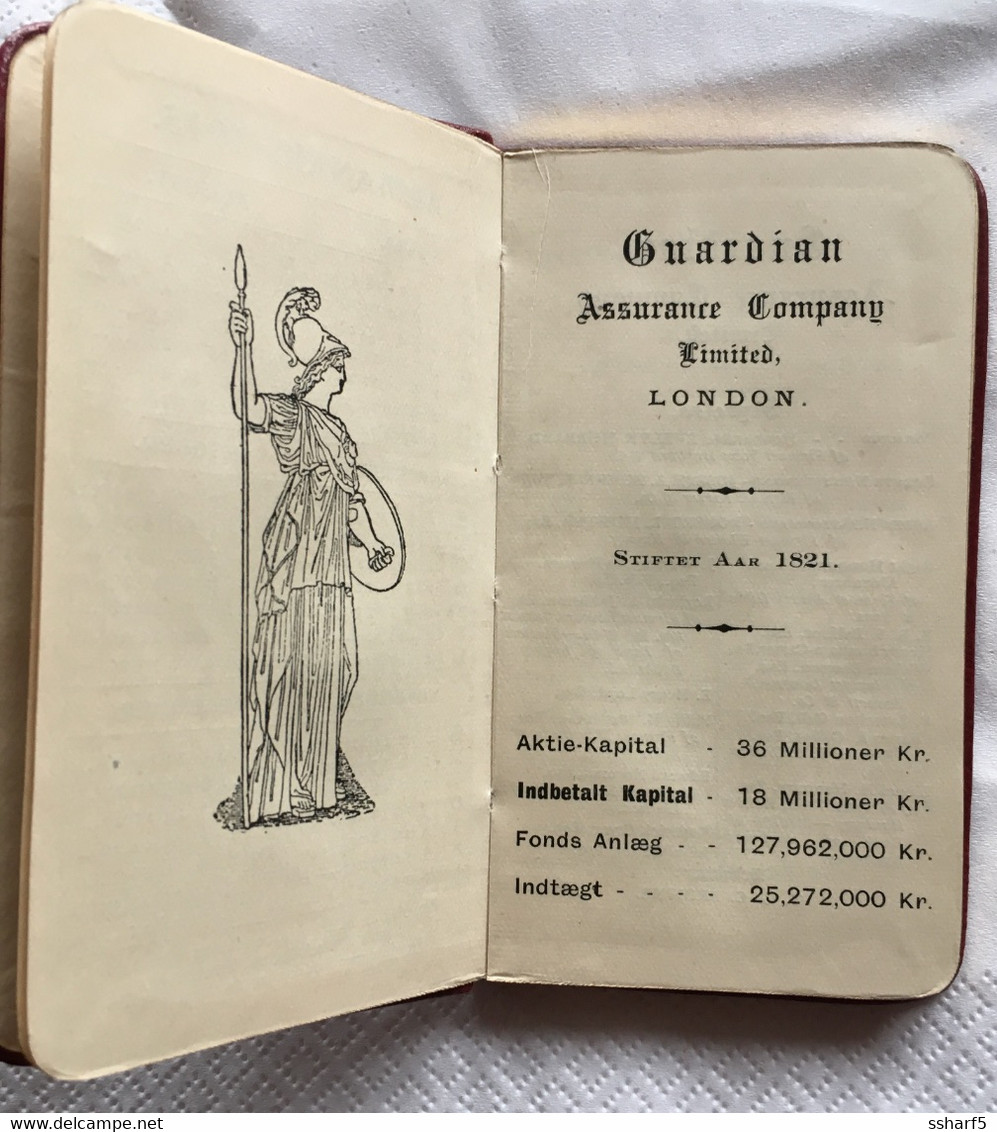 CALENDRIER ALMANAK ALMANACH Guardian Assurance Co. Danish Edition 1915 -- 7x11 Cm Pristine Condition - Petit Format : 1901-20