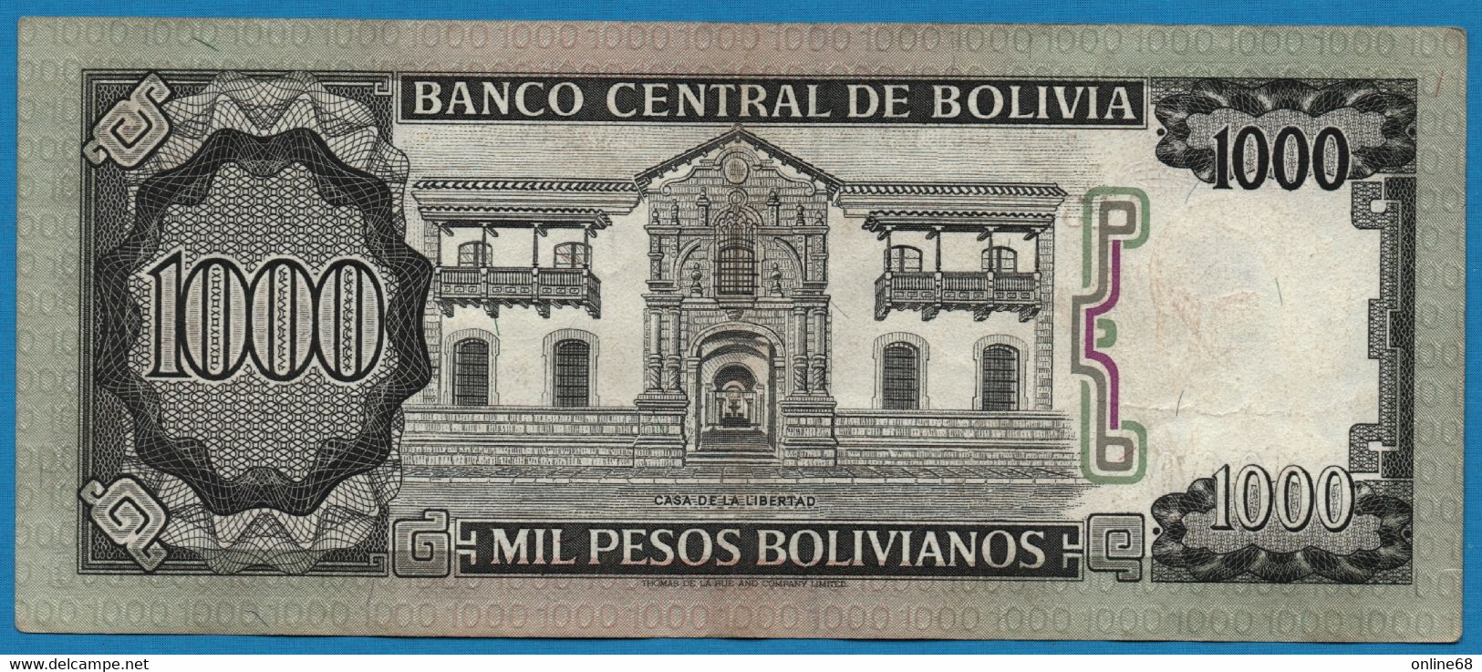 BOLIVIA 1.000 Pesos Bolivianos D.25.06.1982 # A1325709 P# 167 - Bolivie