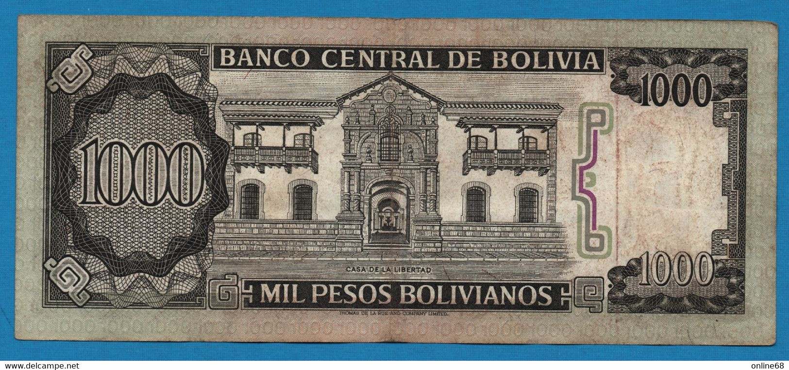 BOLIVIA 1.000 Pesos Bolivianos D.25.06.1982 # B9146860 P# 167 - Bolivie