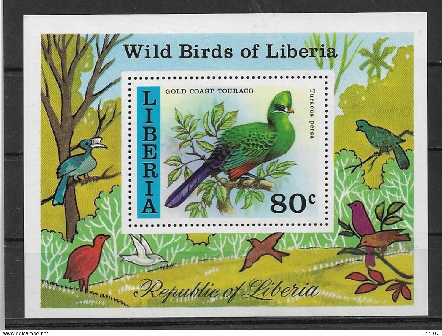 Liberia 1977 Vögel Mi.-Nr. Block 85 **/MNH - Cuckoos & Turacos