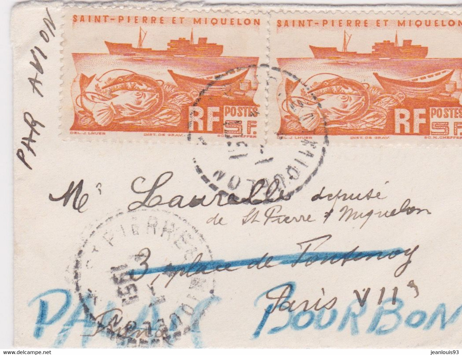 SAINT PIERRE ET MIQUELON - LETTRE FORMAT CARTE DE VISITE POUR PARIS 1950 - Lettres & Documents