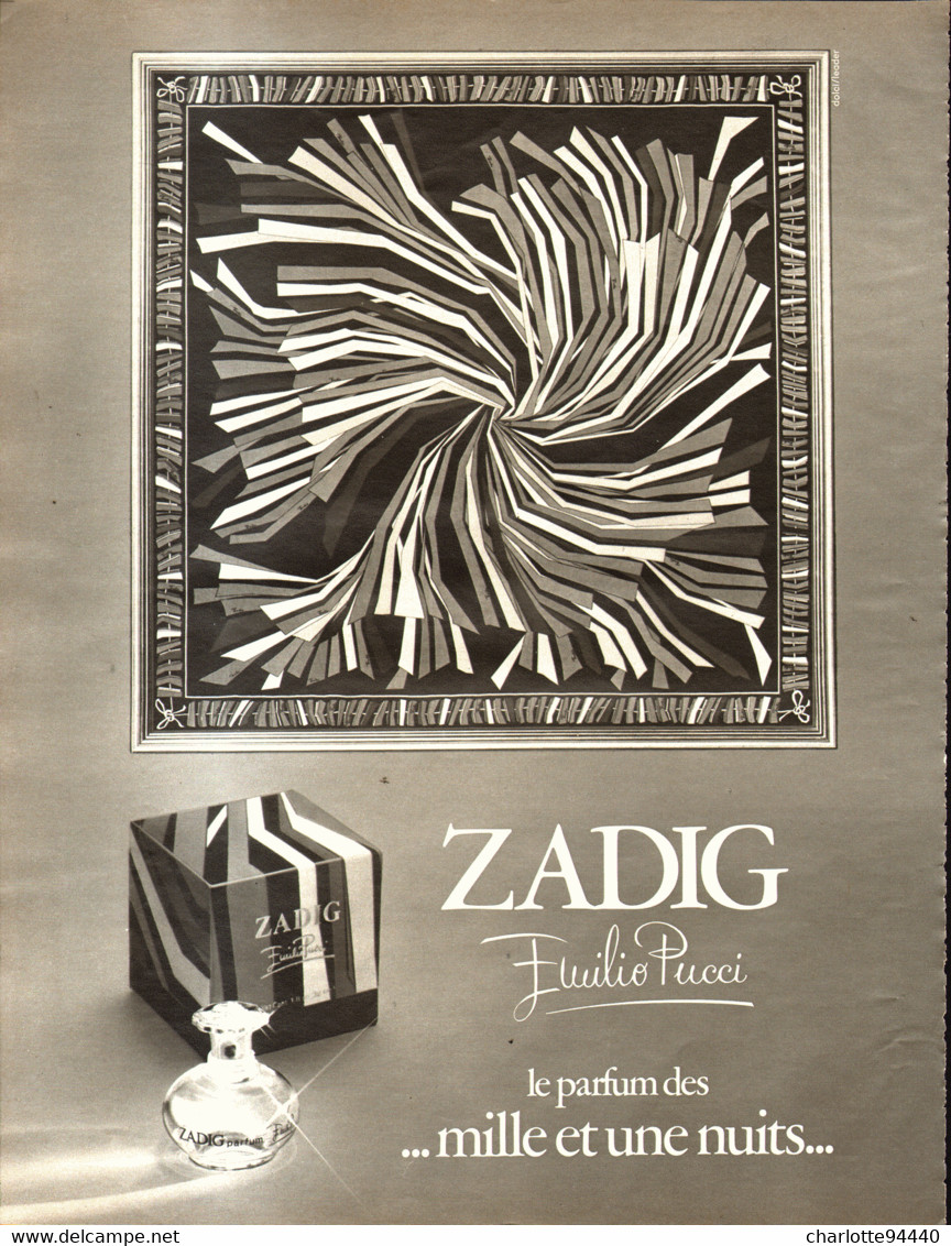 PUB PARFUM   (  ZADIG ) De " EMILIO PUCCI  "  1973 ( 2 ) - Ohne Zuordnung