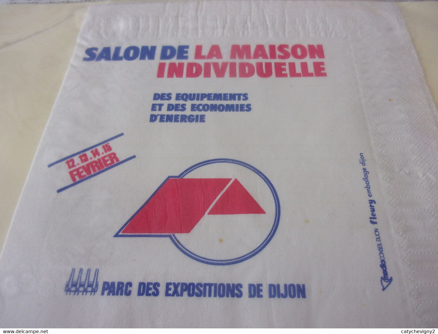 SERVIETTE PUBLICITAIRE  SALON  DE LA MAISON  INDIVIDUELLE - Company Logo Napkins