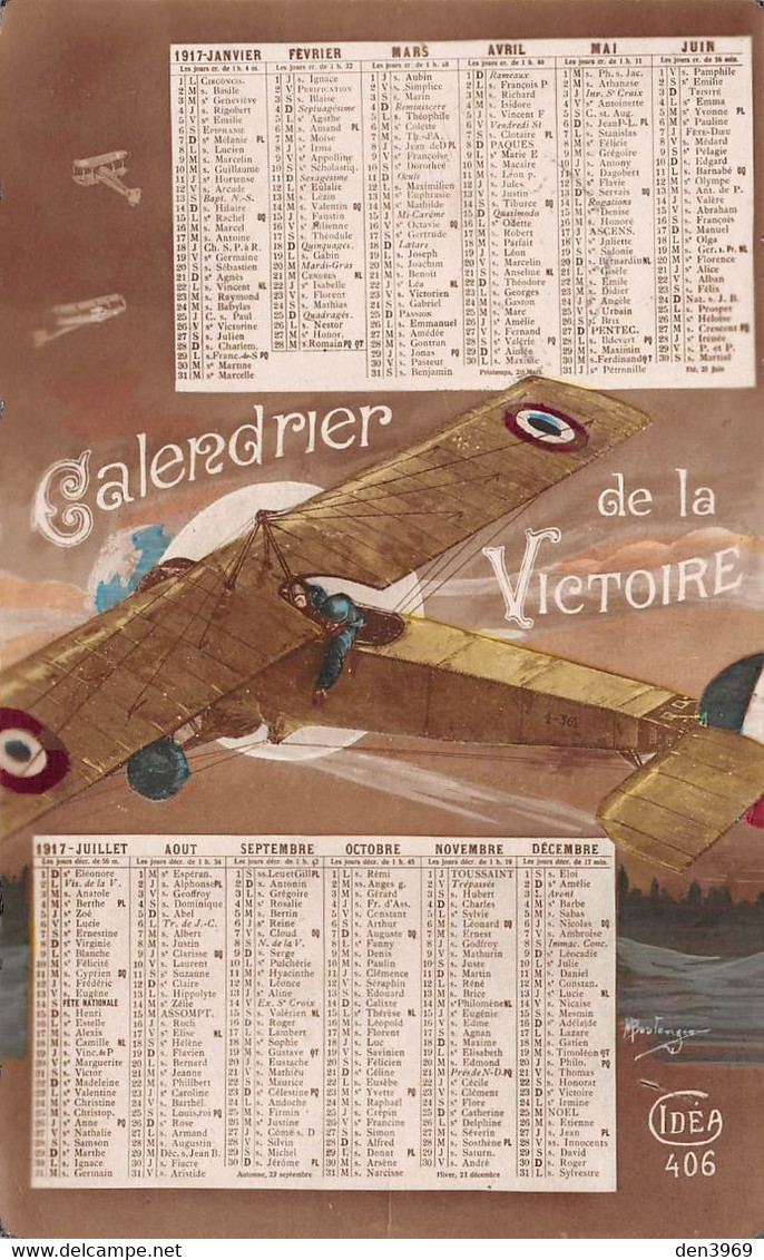 CALENDRIER De La Victoire 1917 - Avion - Carte Postale Patriotique - Petit Format : 1901-20