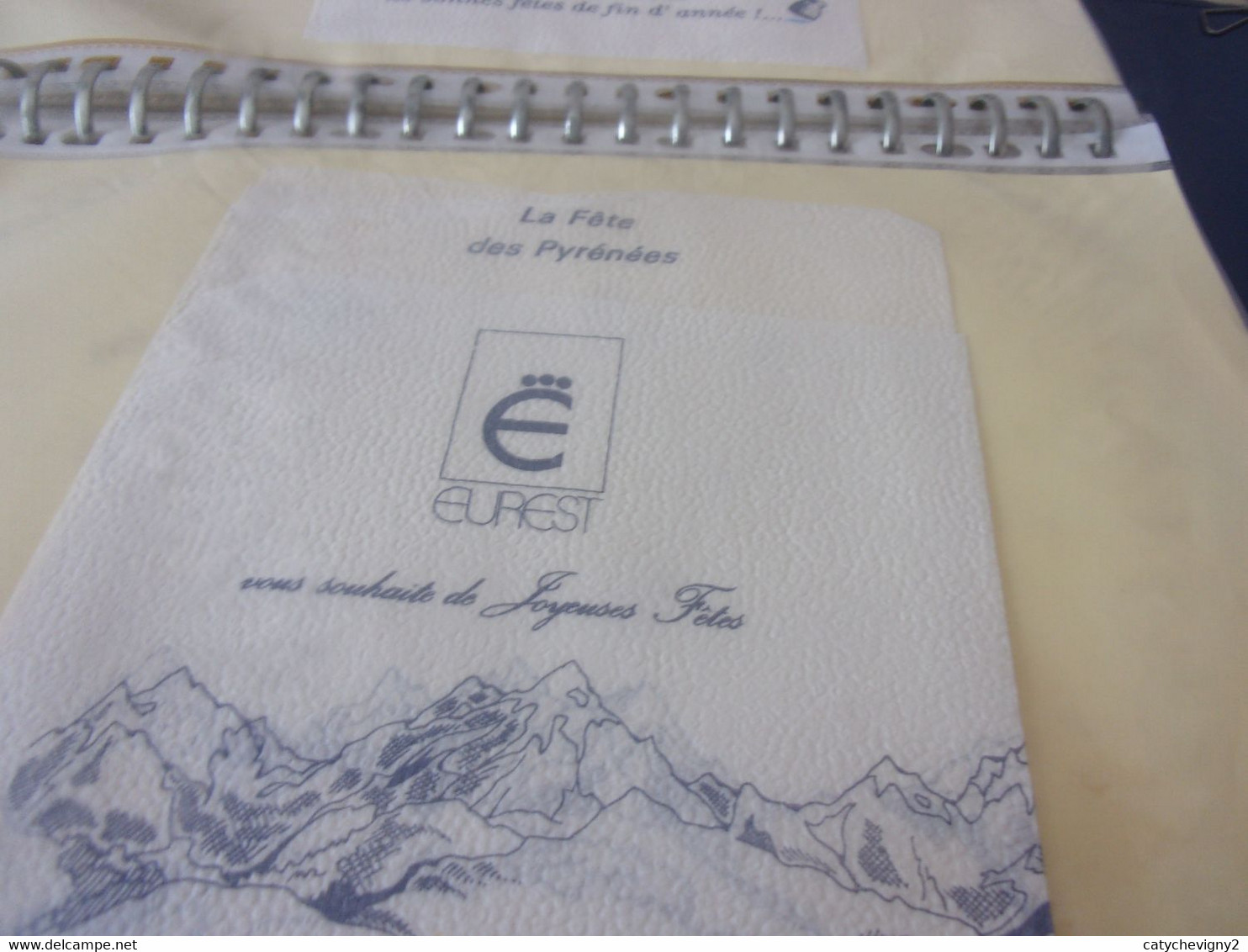 SERVIETTE PUBLICITAIRE  LA FETE DES PYRENEES EUREST VOUS SOUHAITE DE JOYEUSES FETES - Company Logo Napkins