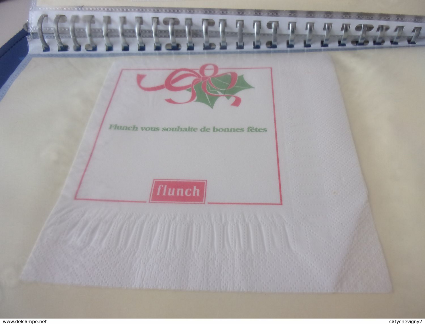 SERVIETTE PUBLICITAIRE FLUNCH  VOUS SOUHAITE DE BONNES FETES - Company Logo Napkins