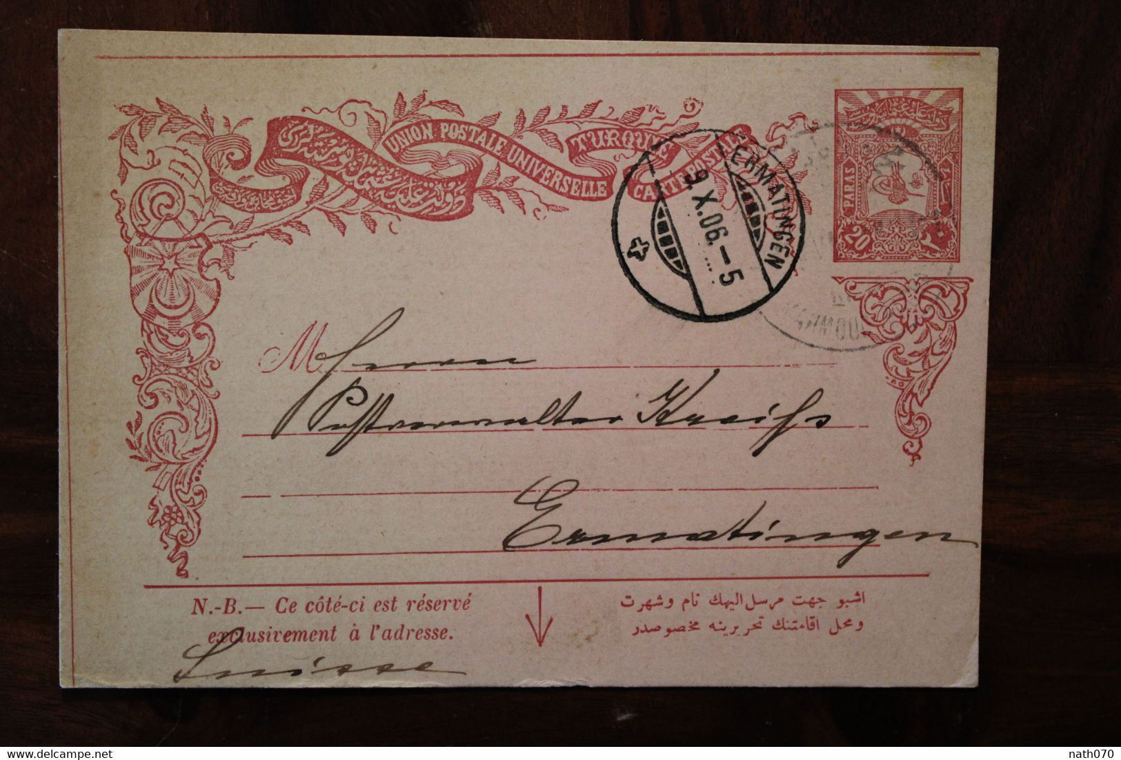 1906 CPA Ak Entier Turquie Türkei LEVANT Empire Ottoman Ermatingen Schweiz Suisse Switzerland - Storia Postale