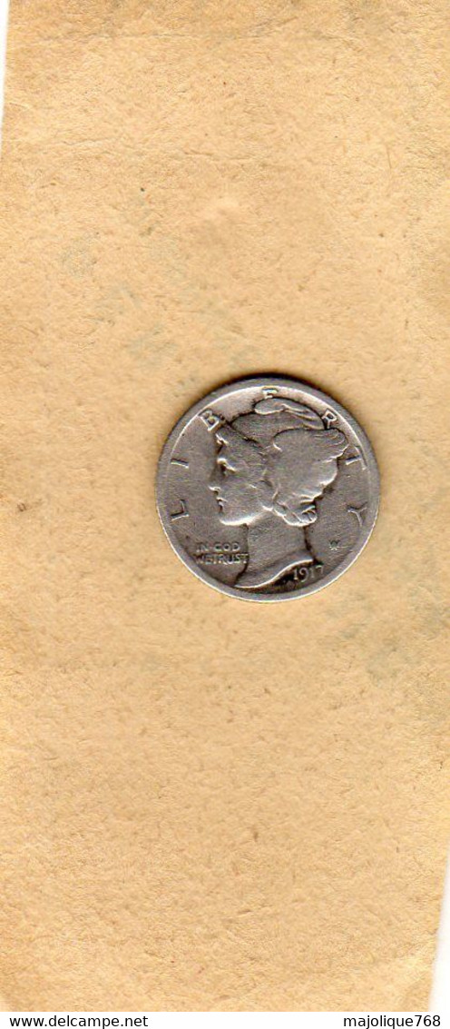 Monnaie Des états-unis 10 CENTS ARGENT "Mercury Dime" 1917 - TTB - 1916-1945: Mercury