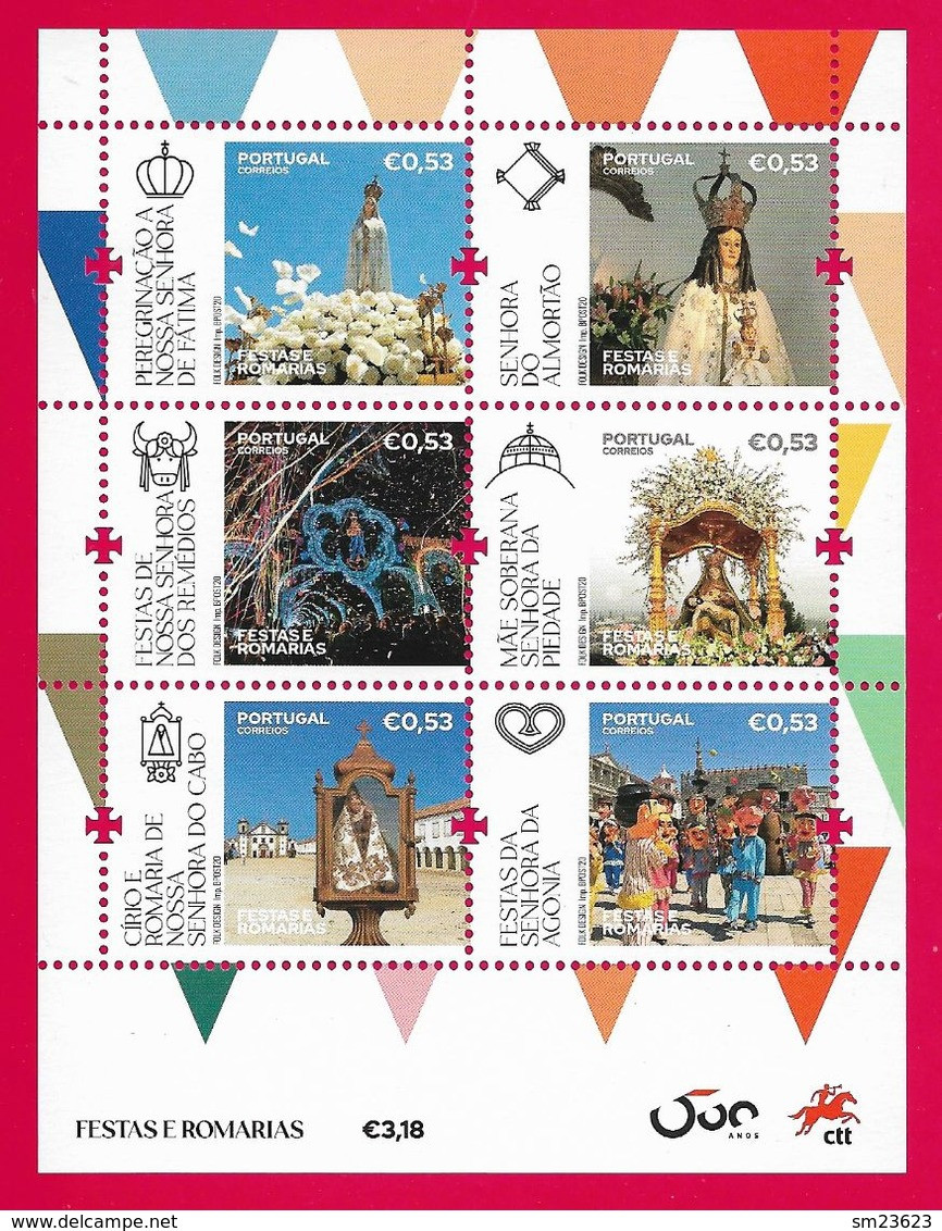 Portugal  2020 , Festas Romarias - Places Of Faith - Sheet - Postfrisch / MNH / (**) - Unused Stamps