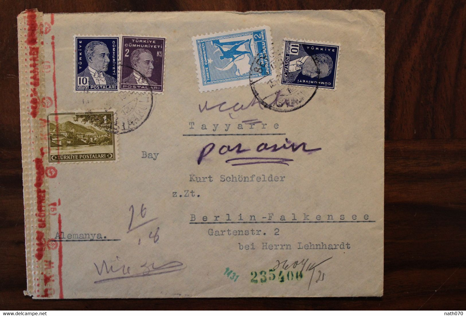 1940 Turquie Türkei Cover Censure Germany Allemagne Alemanya OKW WW2 WK2 Air Mail Par Avion - Storia Postale