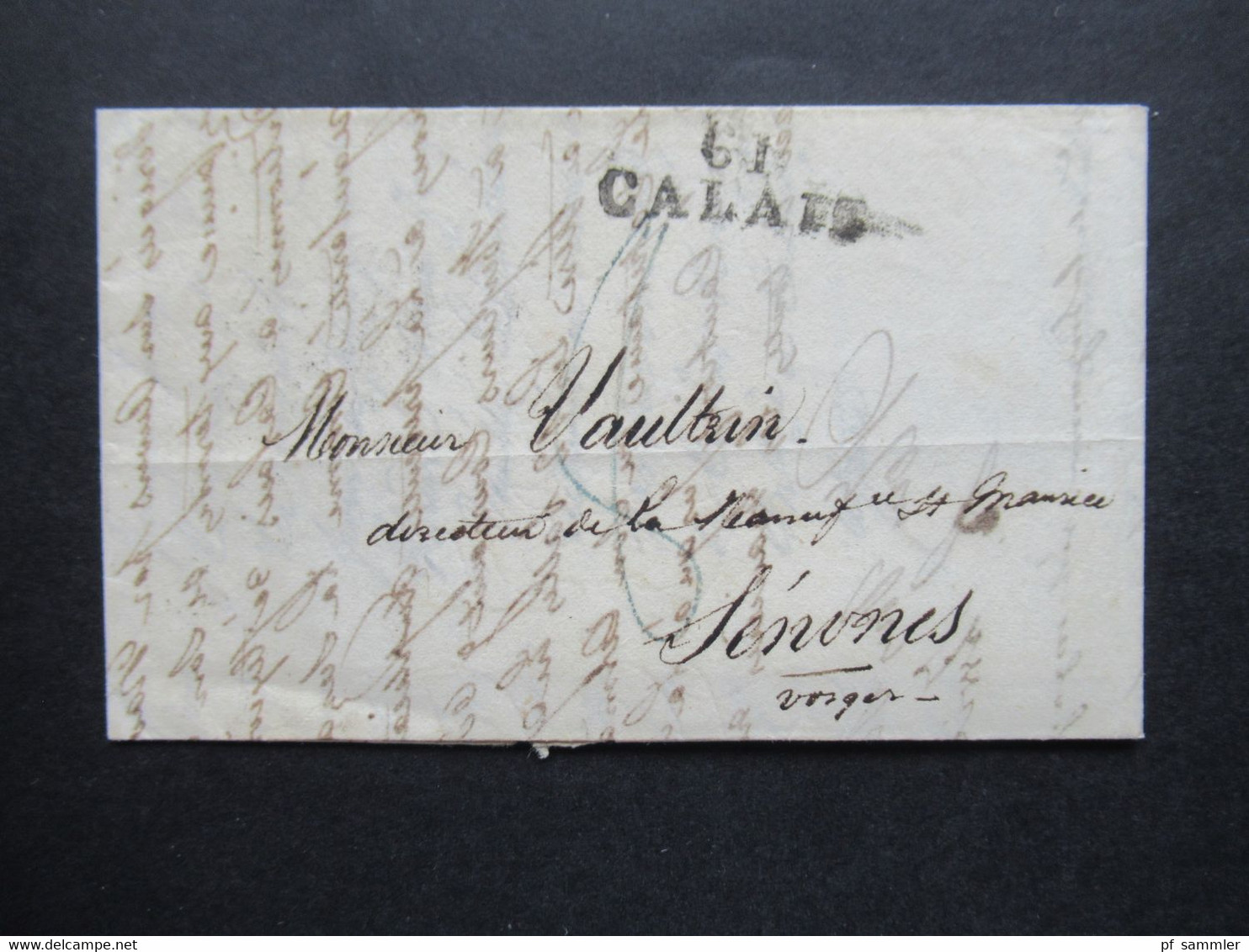 GB 13.11.1826 Forwarded Letter Via Calais Forwarder Par Isaak Vital Calais Faltbrief Mit Inhalt Stempel K1 29 Nov 1826 - ...-1840 Vorläufer