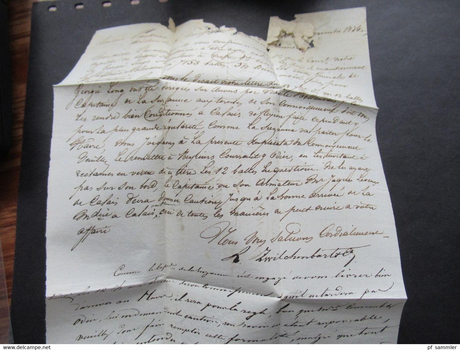 GB 13.11.1826 Forwarded letter via Calais Forwarder Par Isaak Vital Calais Faltbrief mit Inhalt Stempel K1 29 Nov 1826