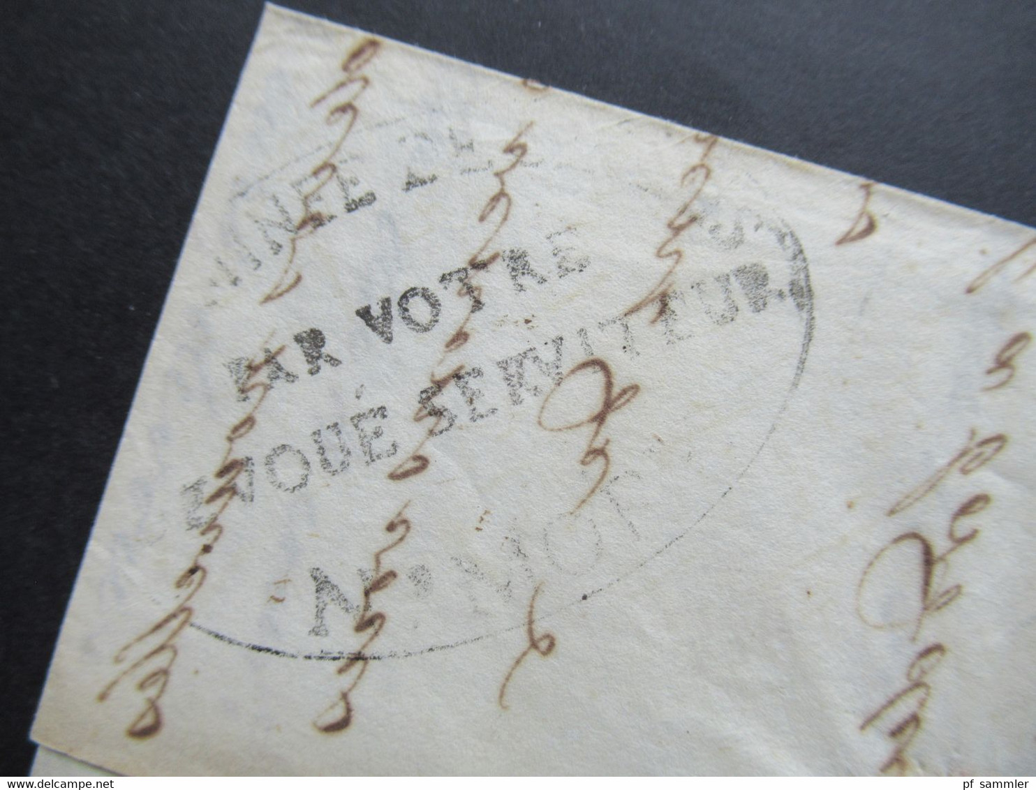 GB 31.7.1834 Forwarded letter aus London via Calais Forwarder nach Rouen mit Ank. Stempel Faltbrief mit Inhalt