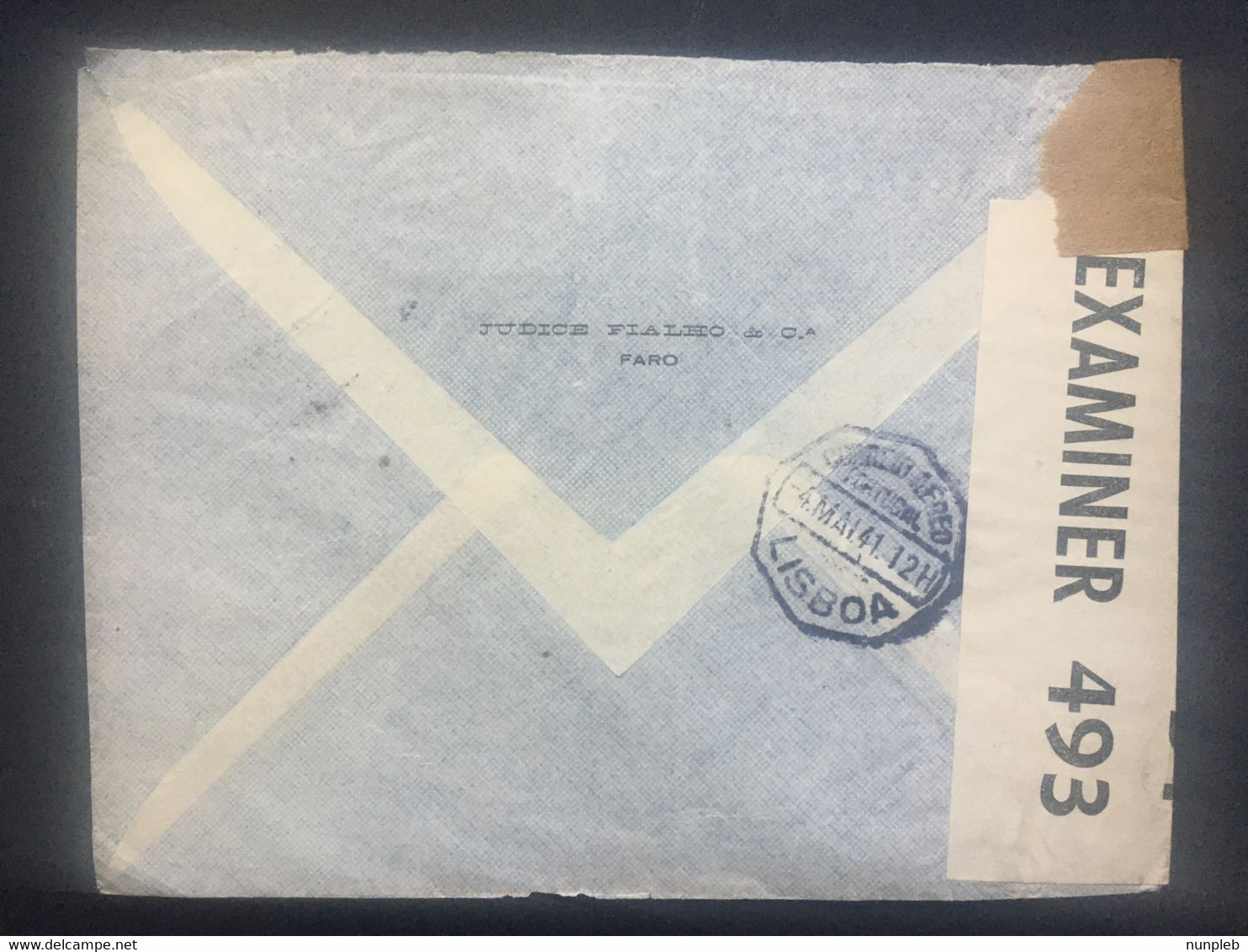 PORTUGAL 1941 Air Mail Cover With Censor Tape Faro To Aylesbury GB - Cartas & Documentos