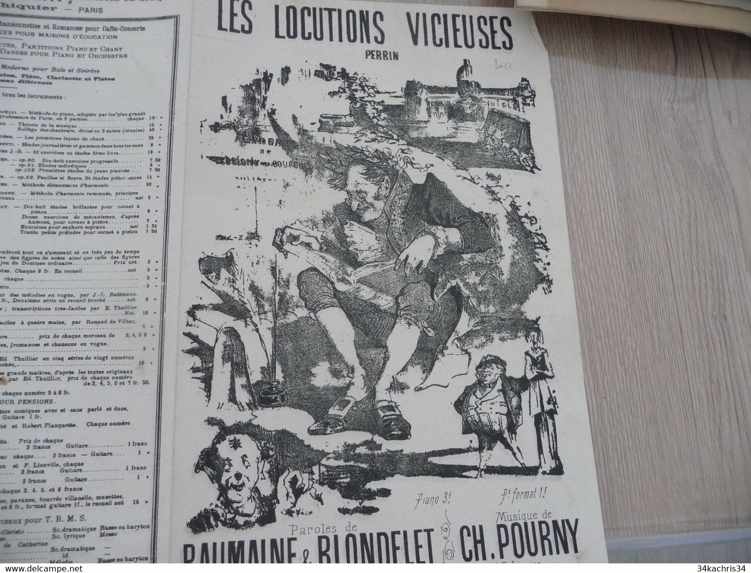 Partition Fin XIX ème Début XX ème Illustrée  Les Locutions Vicieuses Perrin - Chansonniers