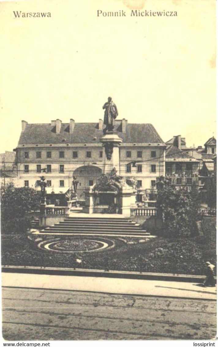 Poland:Warssawi, Mickiewicza Monument, Pre 1940 - Monuments