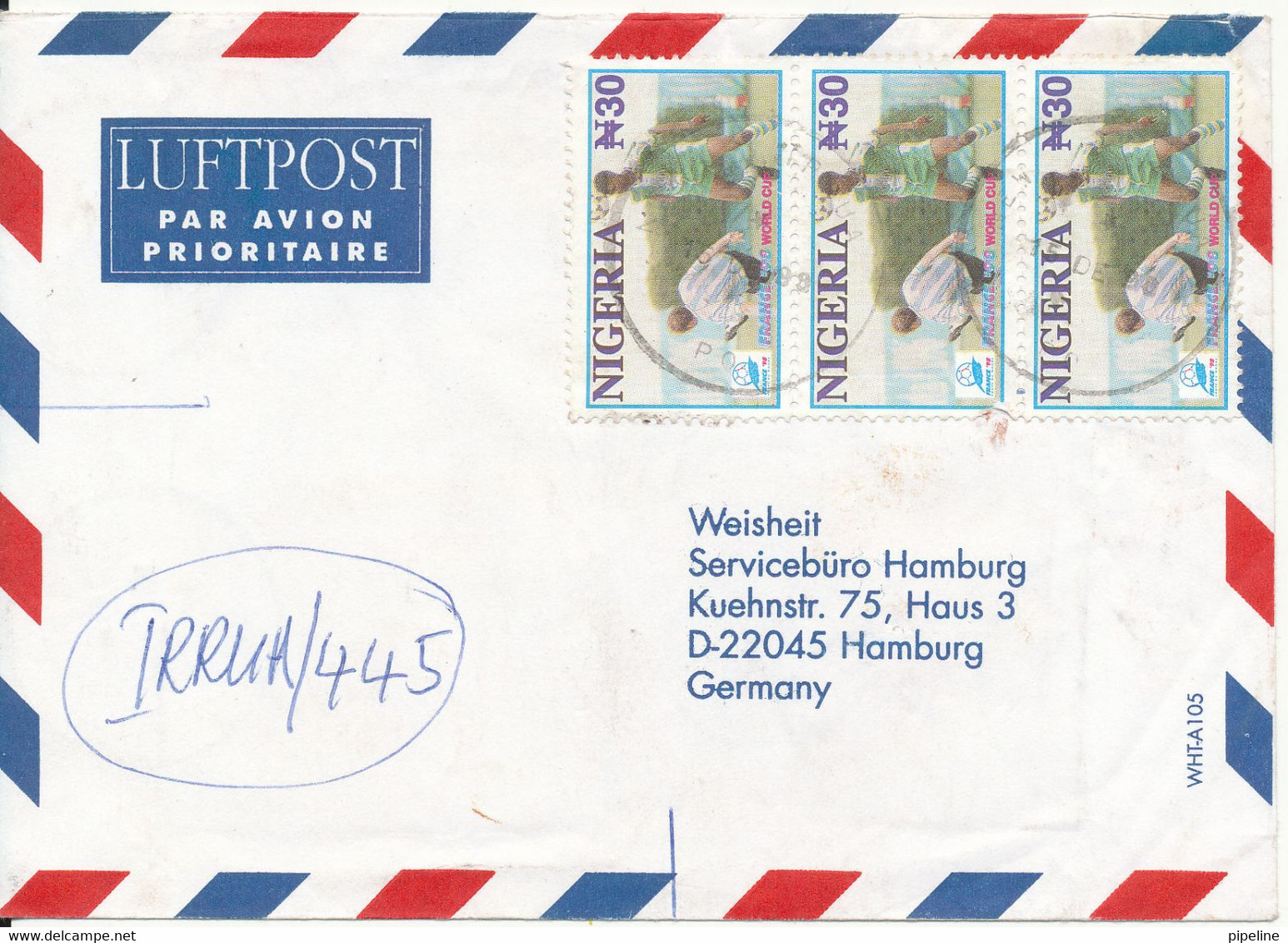 Nigeria Registered Cover Sent To Germany 15-12-1998 - Nigeria (1961-...)