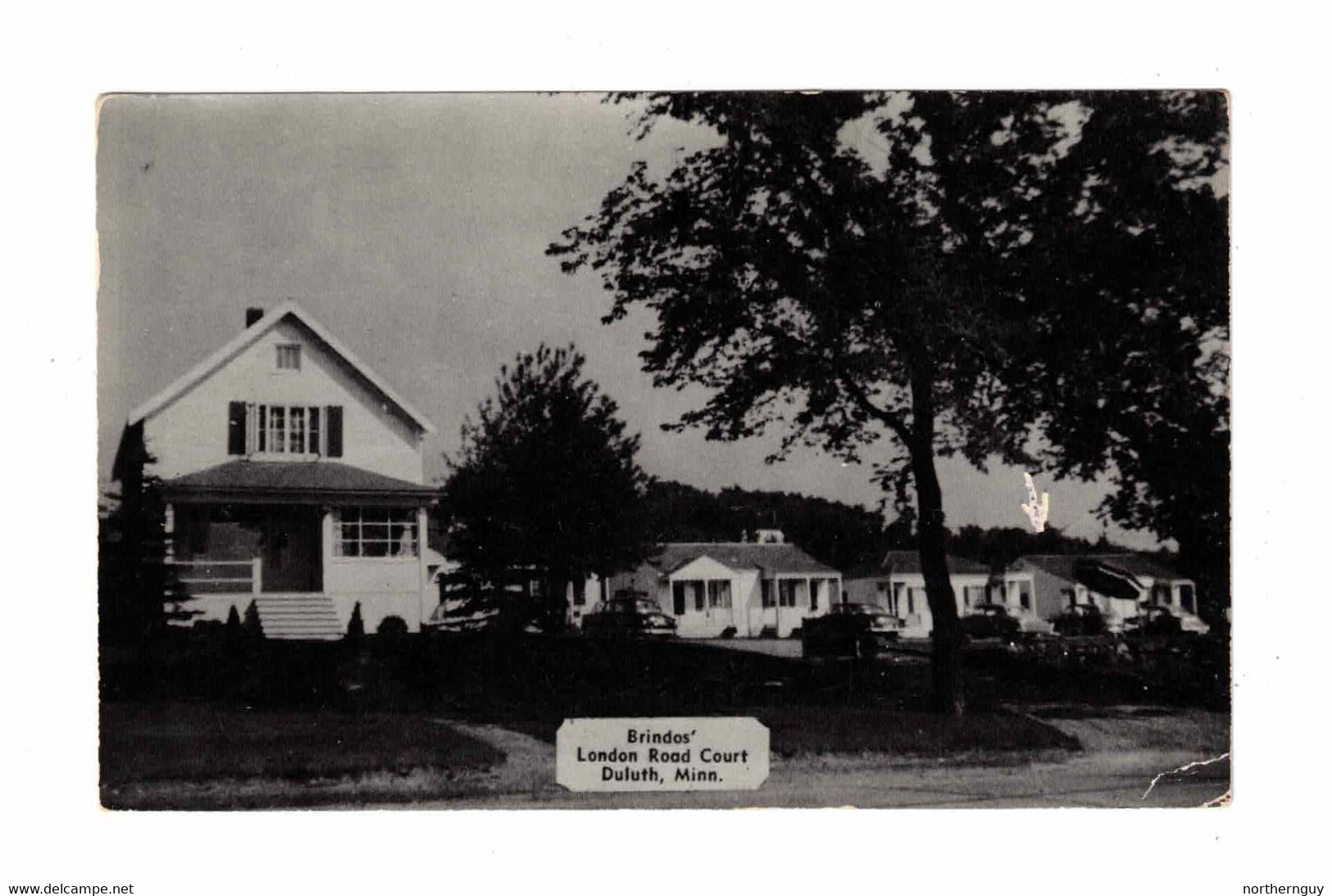 Duluth, Minnesota, USA, "Brindos' London Road Court, Duluth, Minn.", Advertising, 1952 Real Photo Postcard - Duluth