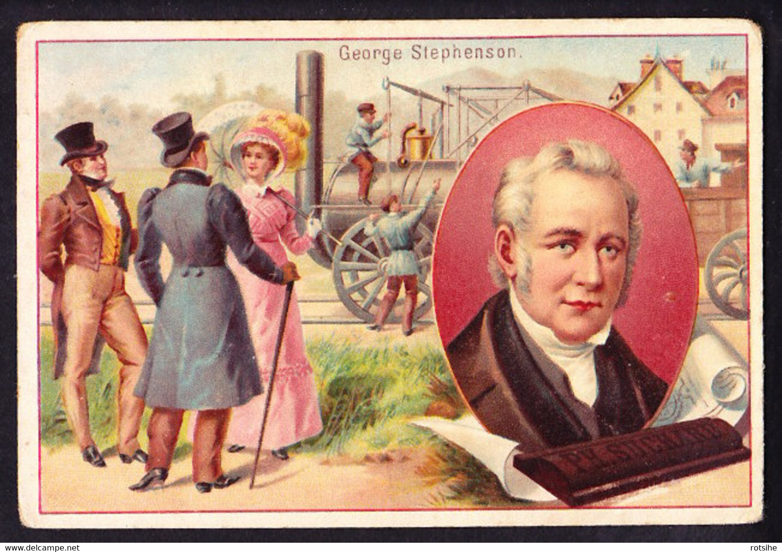 CHROMO Chocolat SUCHARD   +/- 1897  Serie 54 Inventeurs George Stephenson  Locomotive  Trade Card  Inventors Steam Engin - Suchard