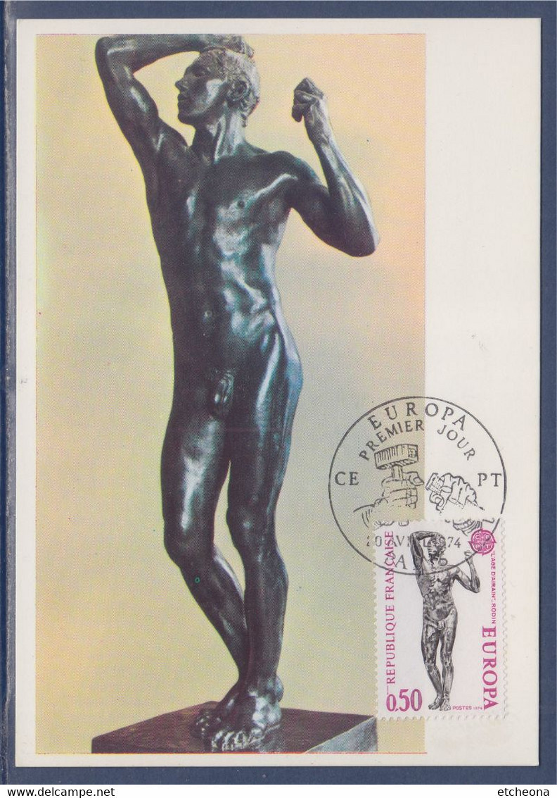 Europa Sculptures CEPT N°1789 Carte Postale Premier Jour Paris 20.04.74 "l'Age D'Airain" De Rodin 1840-1917 - 1974