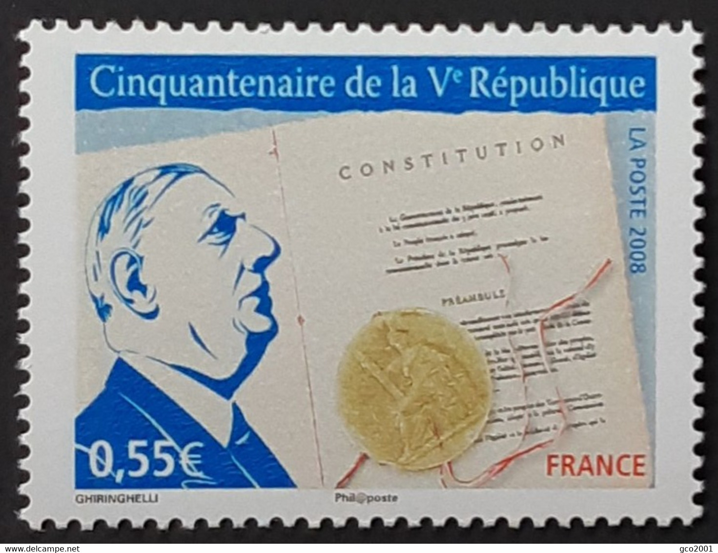 FRANCE / YT 4282 A - 2 Bandes De Phosphore à Gauche / CHARLES DE GAULLE - CONSTITUTION / NEUF ** / MNH - Ungebraucht