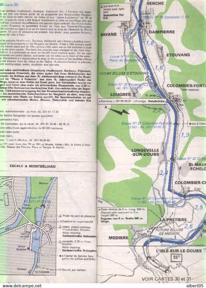 Guide Du Doubs Et Du Canal Du Rhône Au Rhin - Guide Vagnon - Navigation Fluviale - Edtion Janvier 1983 - Boats