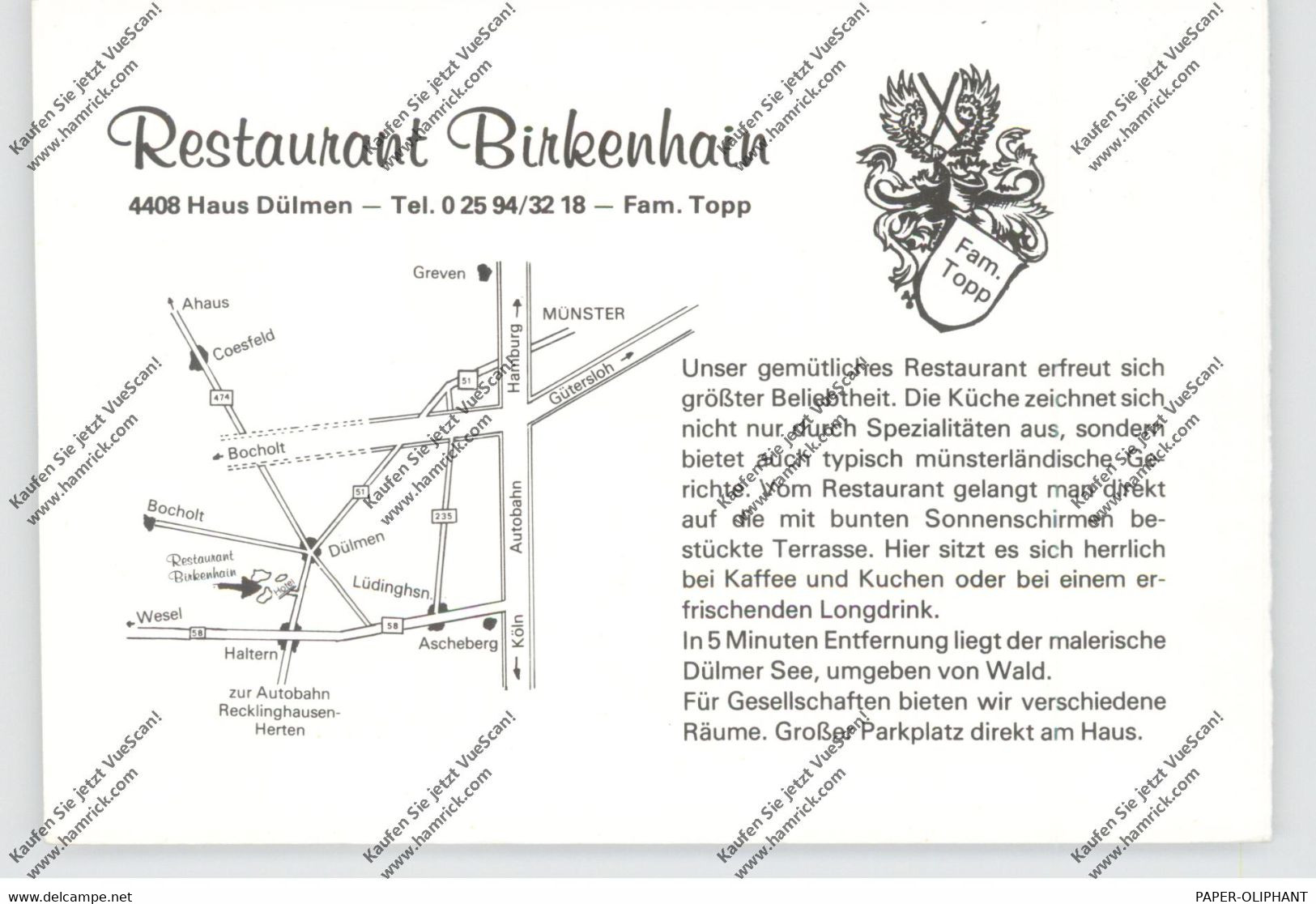 4408 DÜLMEN, Restaurant Birkenhain - Duelmen