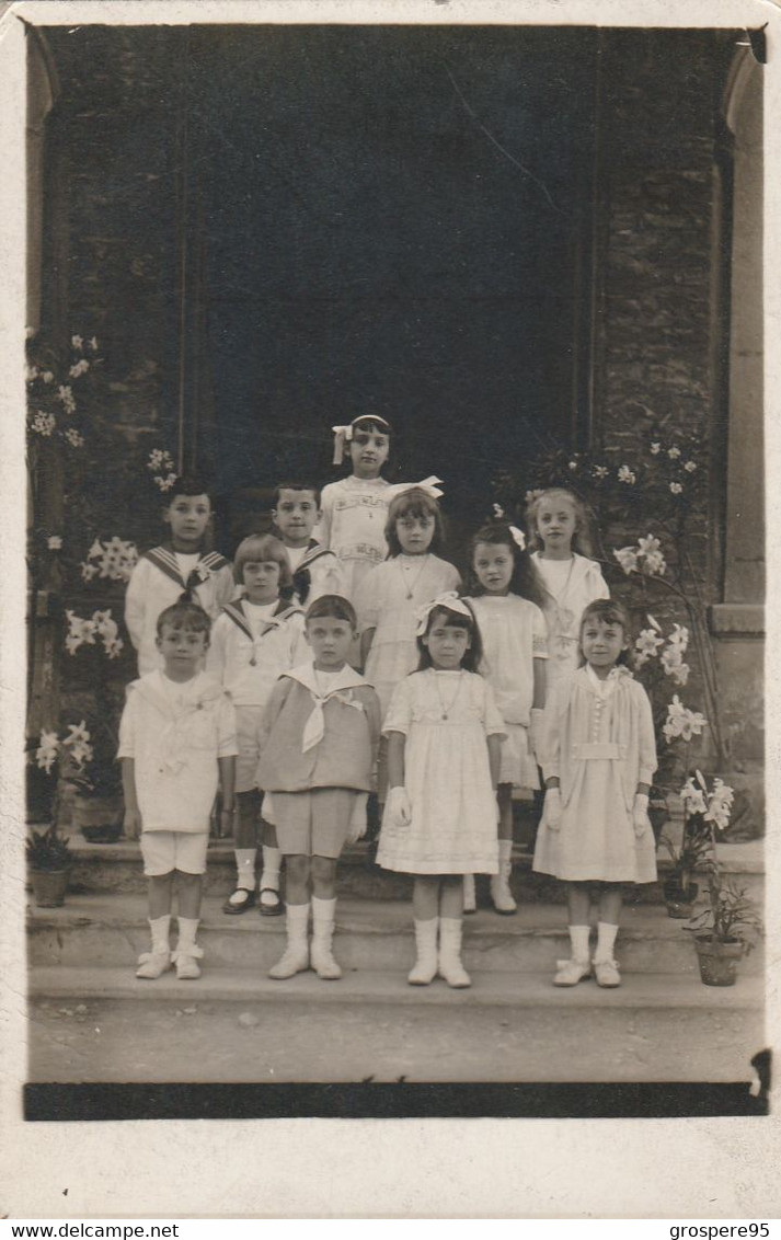 LYON ECOLE LA SALLE CARTE PHOTO 28/06/1917 COMMUNION PHOTOGRAPHE A DEMIERRE CALUIRE RHONE RARE - Sonstige & Ohne Zuordnung