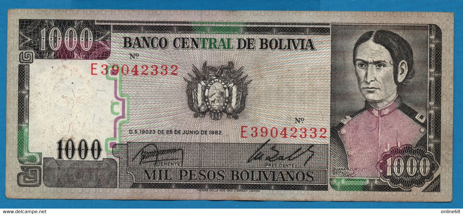 BOLIVIA 1.000 Pesos Bolivianos D.25.06.1982 # E39042332 P# 167 - Bolivie