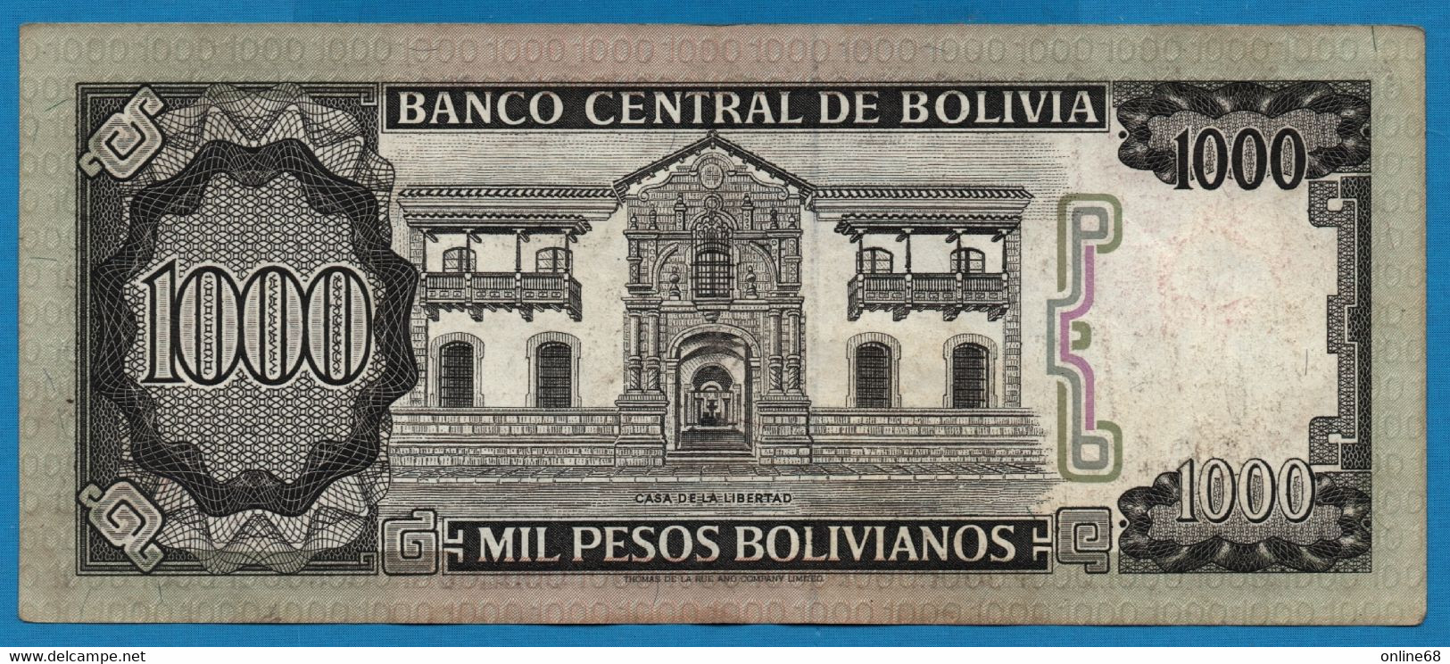 BOLIVIA 1.000 Pesos Bolivianos D.25.06.1982 # E39042332 P# 167 - Bolivie
