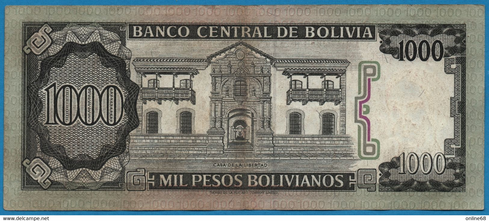 BOLIVIA 1.000 Pesos Bolivianos D.25.06.1982 # G1928592 P# 167 - Bolivie