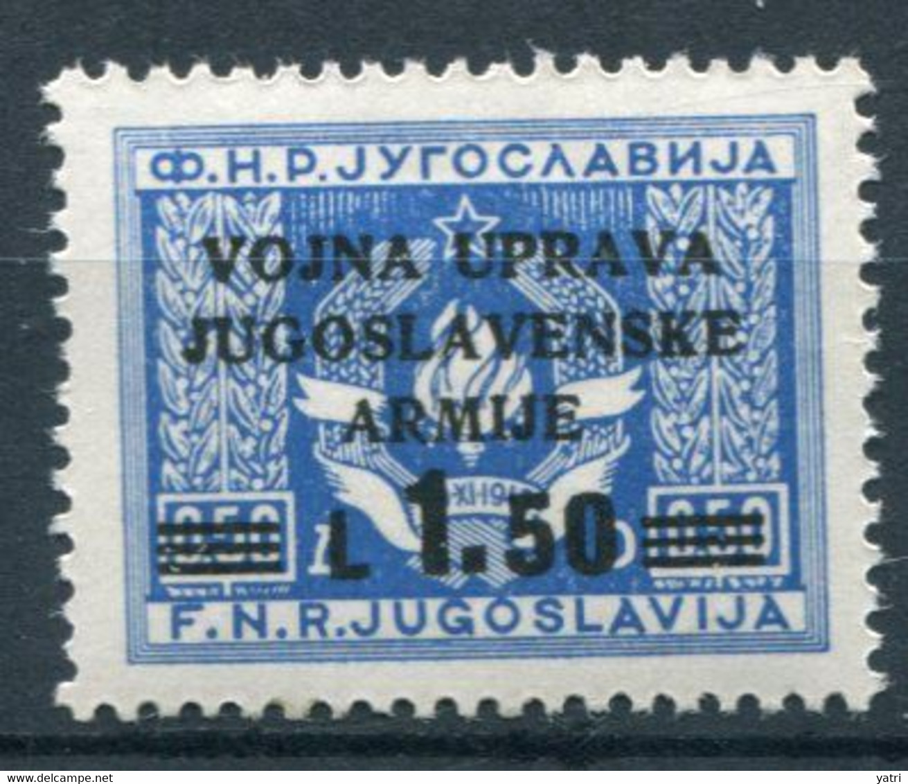 Litorale Sloveno - 1,50 Lire Sass. 68, Con Decalco ** - Occ. Yougoslave: Littoral Slovène
