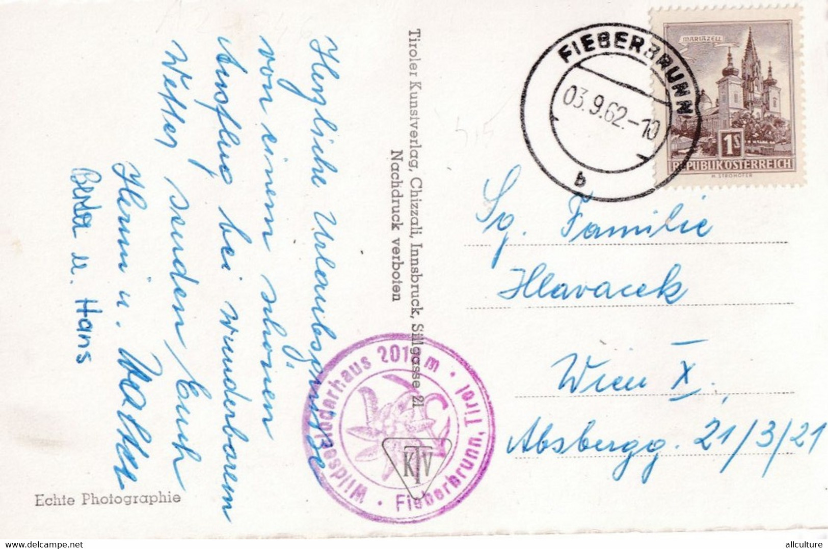 A2332- WILDSEELODERHAUS - FIEBERBRUNN TIROL - AUSTRIA 1962 USED  POSTCARD - Fieberbrunn