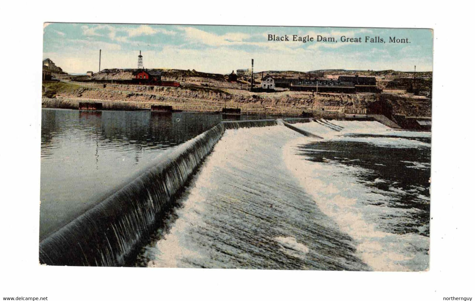 Great Falls, Montana, USA, "Black Eagle Dam, Great Falls, Mont." Pre-1915 Morris Postcard - Great Falls