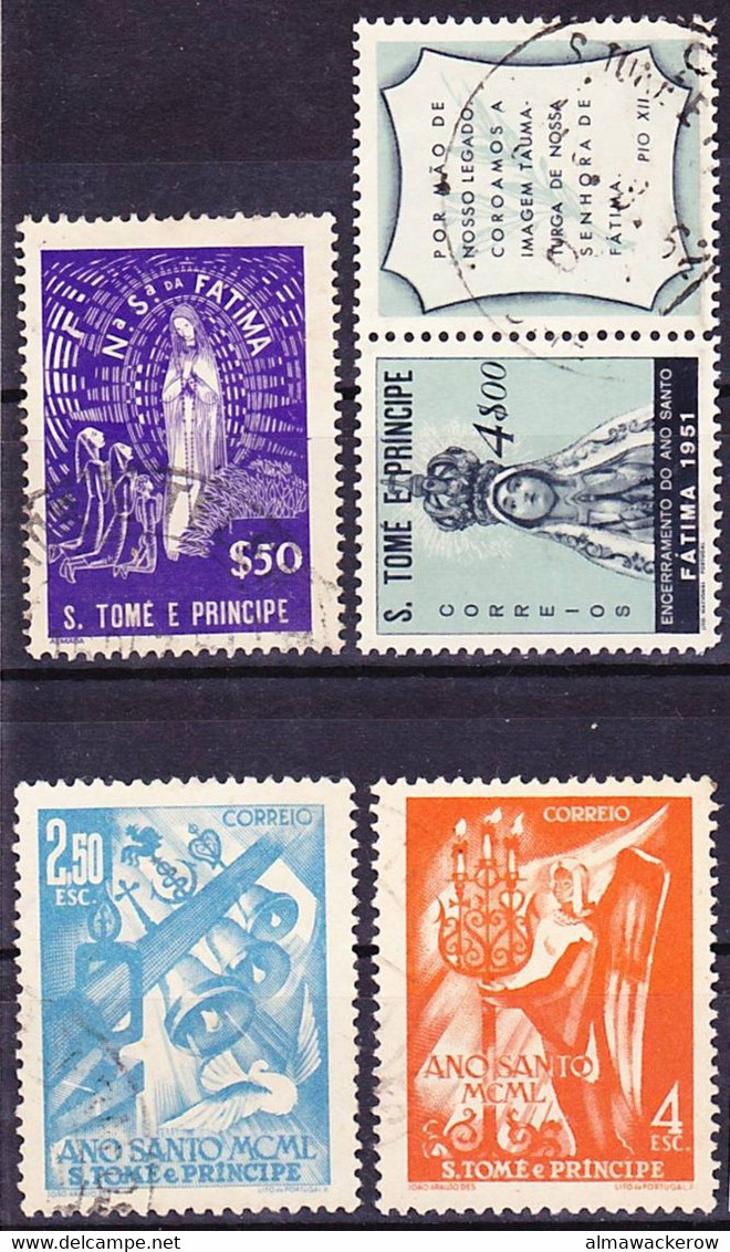 Sao Tome 1948-1951 Nossa Senora De Fatima Afinsa 347, Ano Santo Af 349-350, 351 Used O - St. Thomas & Prince