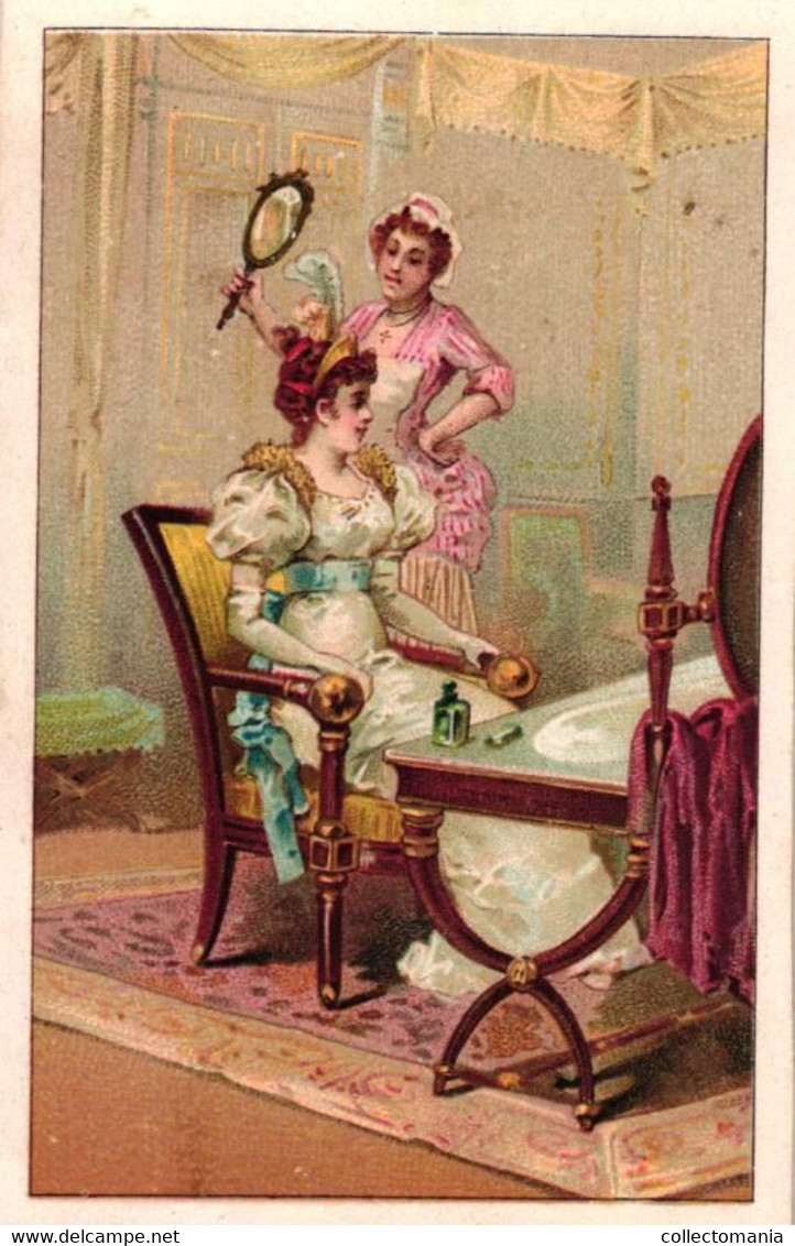 3 Cartes Chromo Gellé Frères Parfum 1895 Coiffeur Toilet Lith. Cheret - Antiquariat (bis 1960)