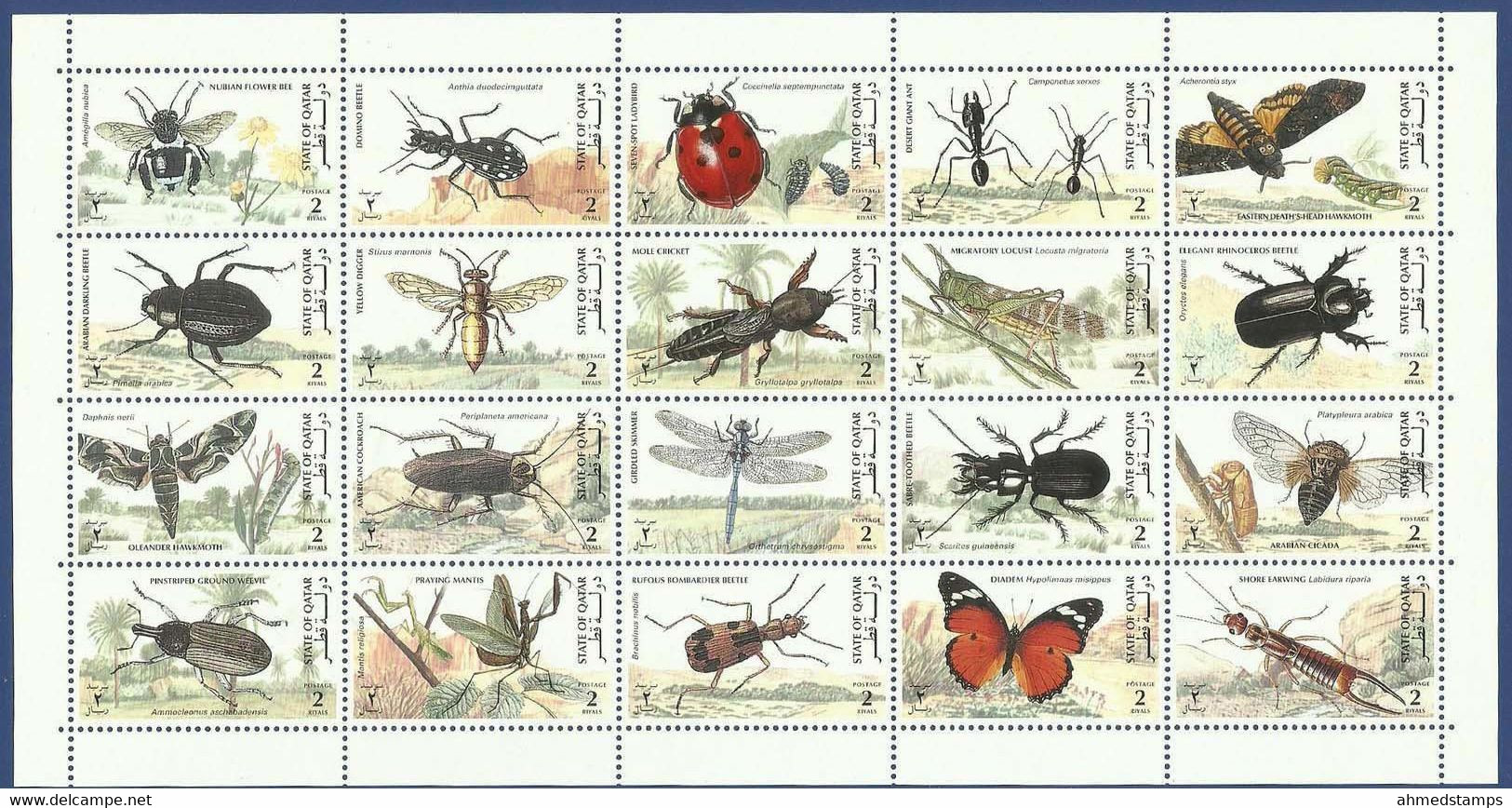 QATAR MNH 1998 INSECTS SHEETLET BUTTERFLIES BUTTERFLY MOTHS ANTS INSECT - Qatar