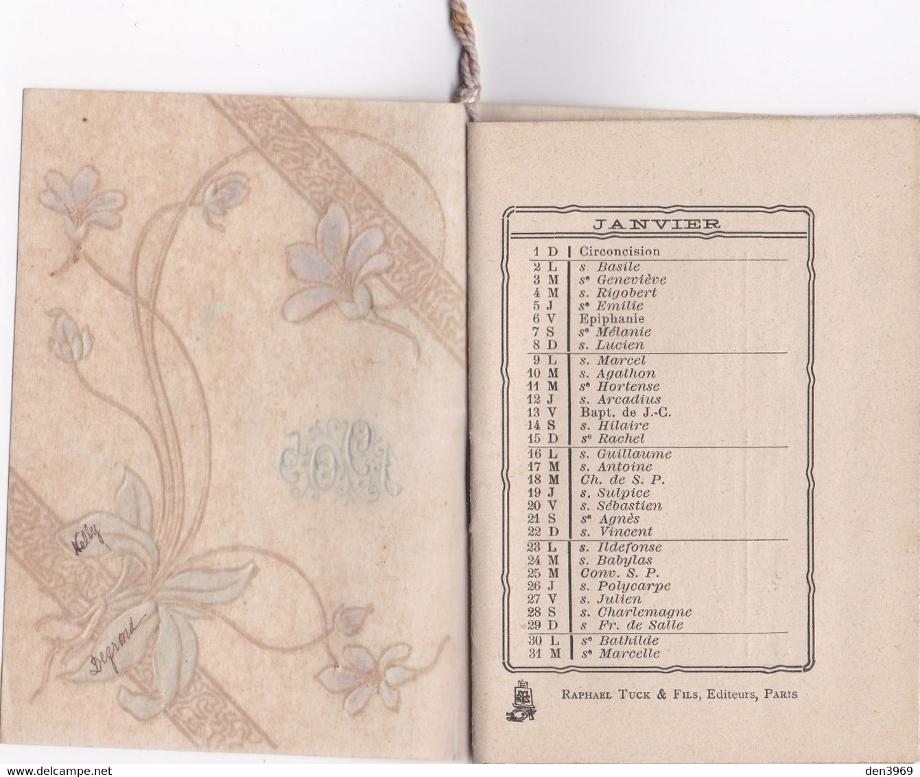 CALENDRIER 1905 - Livret 12 Pages + Couverture Gaufrée Tenu Par Une Petite Corde - Editions Raphaël Tuck & Fils - Tamaño Grande : 1901-20
