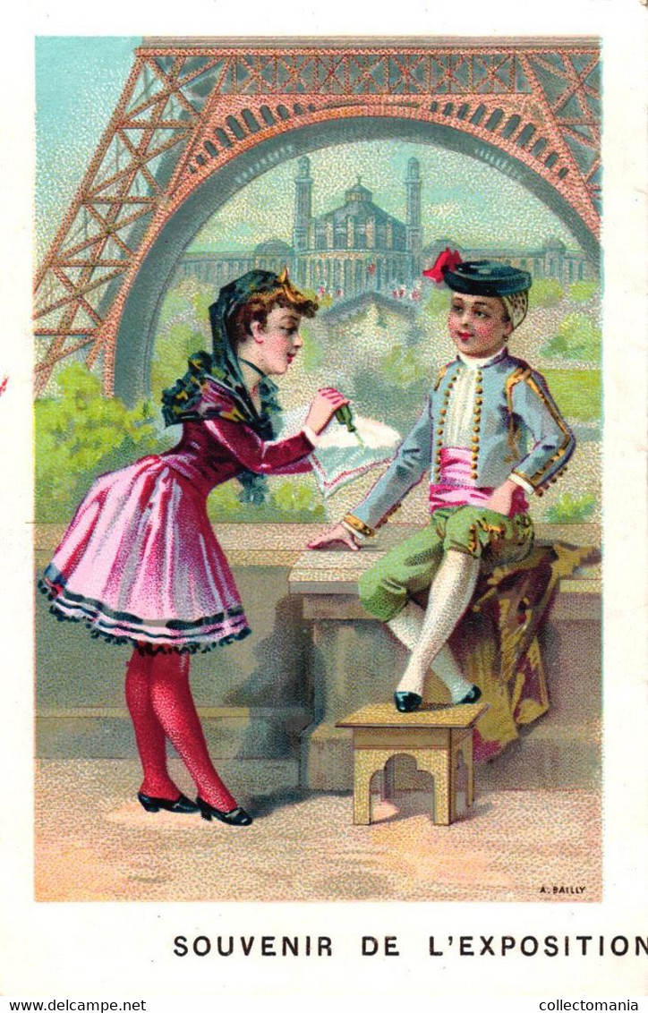4 Cartes Chromo Gellé Frères Parfum 1890  Espagne  Chine  Arabie  Russie  Expo Universelle Paris 1889 Lith.Baily - Oud (tot 1960)