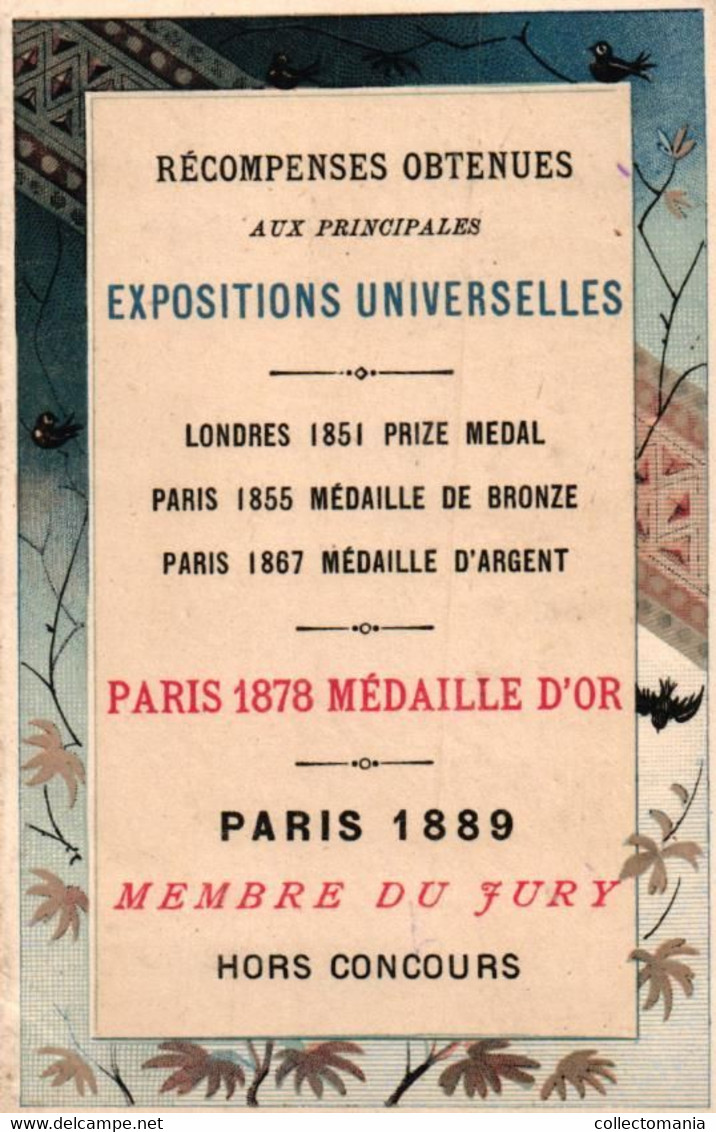 4 Cartes Chromo Gellé frères Parfum 1890  Espagne  Chine  Arabie  Russie  Expo Universelle Paris 1889 Lith.Baily