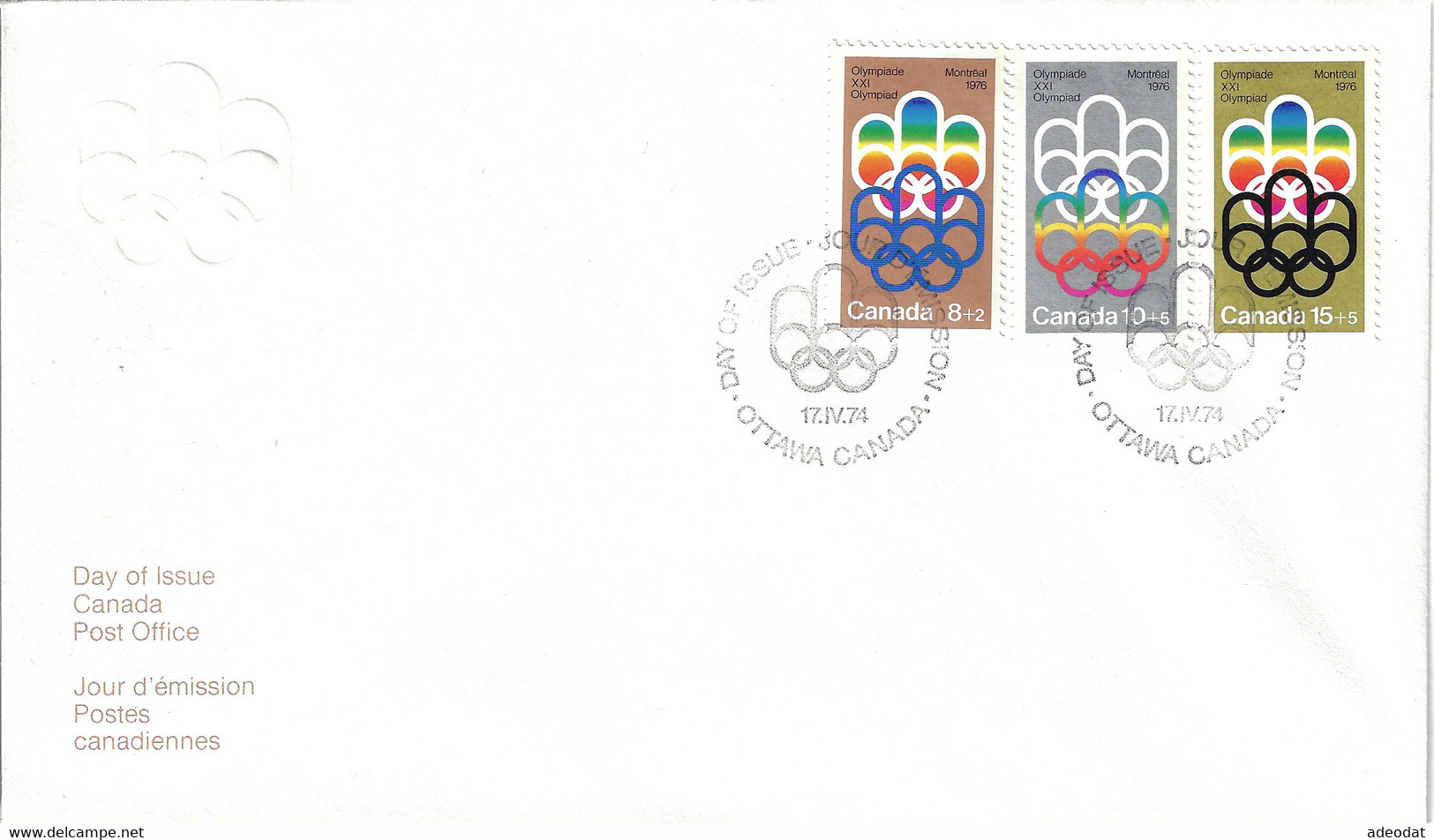 CANADA  1974 FDC B1,B2,B3,B1-B3 MONTREAL OLYMPICS - Briefe U. Dokumente