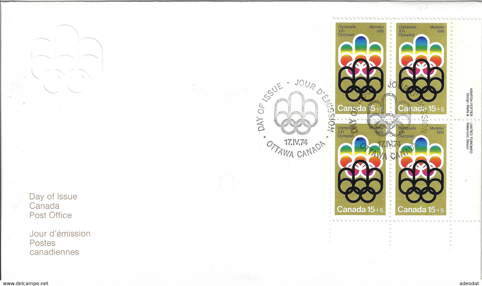 CANADA  1974 FDC B1,B2,B3,B1-B3 MONTREAL OLYMPICS - Cartas & Documentos