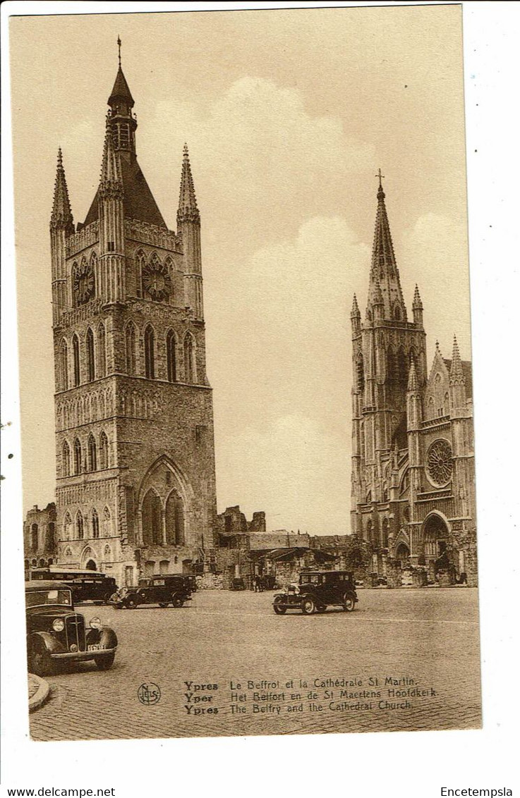 CPA Carte Postale-Belgique Ypres Le Beffroi Et La Cathédrale Saint Martin  VM29735 - Ieper