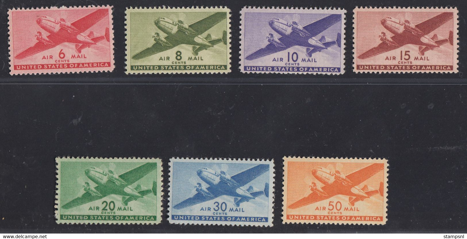 USA - 1941-44 - 6c-50c - Yv. Airmail 26-32  - MNH - 2b. 1941-1960 Neufs