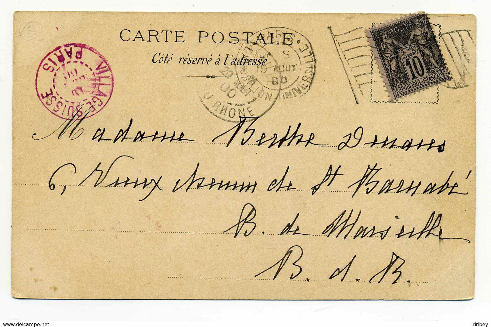 *PARIS* Exposition Universelle 1900 / Ref Dreyfuss D301 Drapeau Simplifié Avec RF / Sur CPA Village SUISSE - 1877-1920: Semi Modern Period
