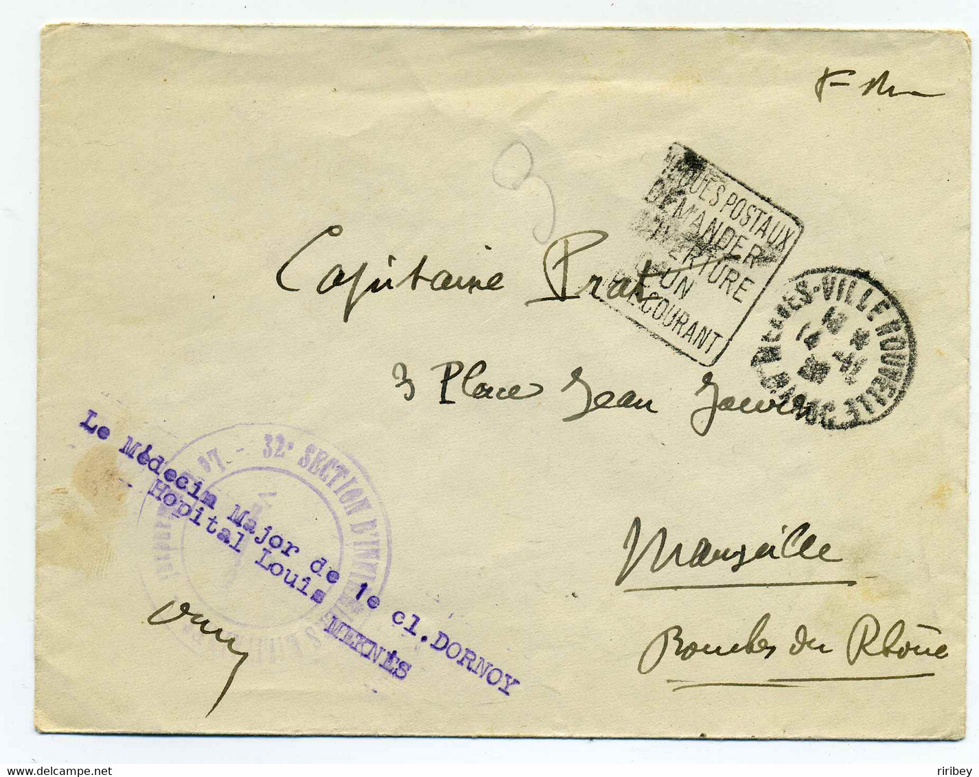 Daguin MEKNES VILLE NOUVELLE + Cad 12ème Section D'infirmiers Hopital Louis / 1929 / Franchise Militaire - Brieven En Documenten