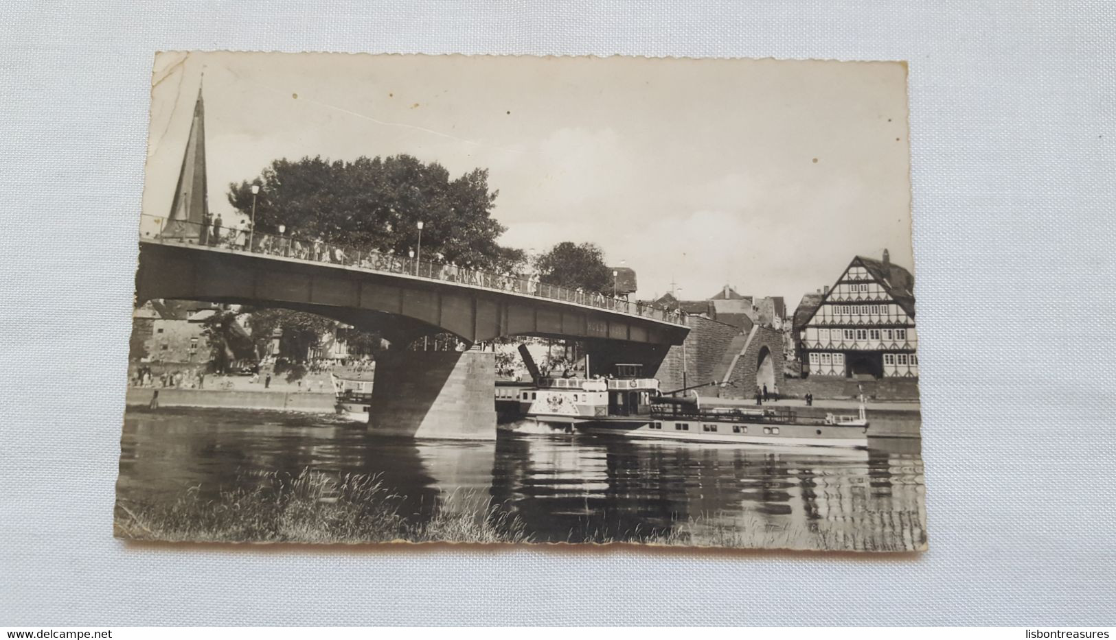 ANTIQUE PHOTO POSTCARD GERMANY HOLZMINDEN WESER - WESERBRUCKE CIRCULATED 1954 - Holzminden