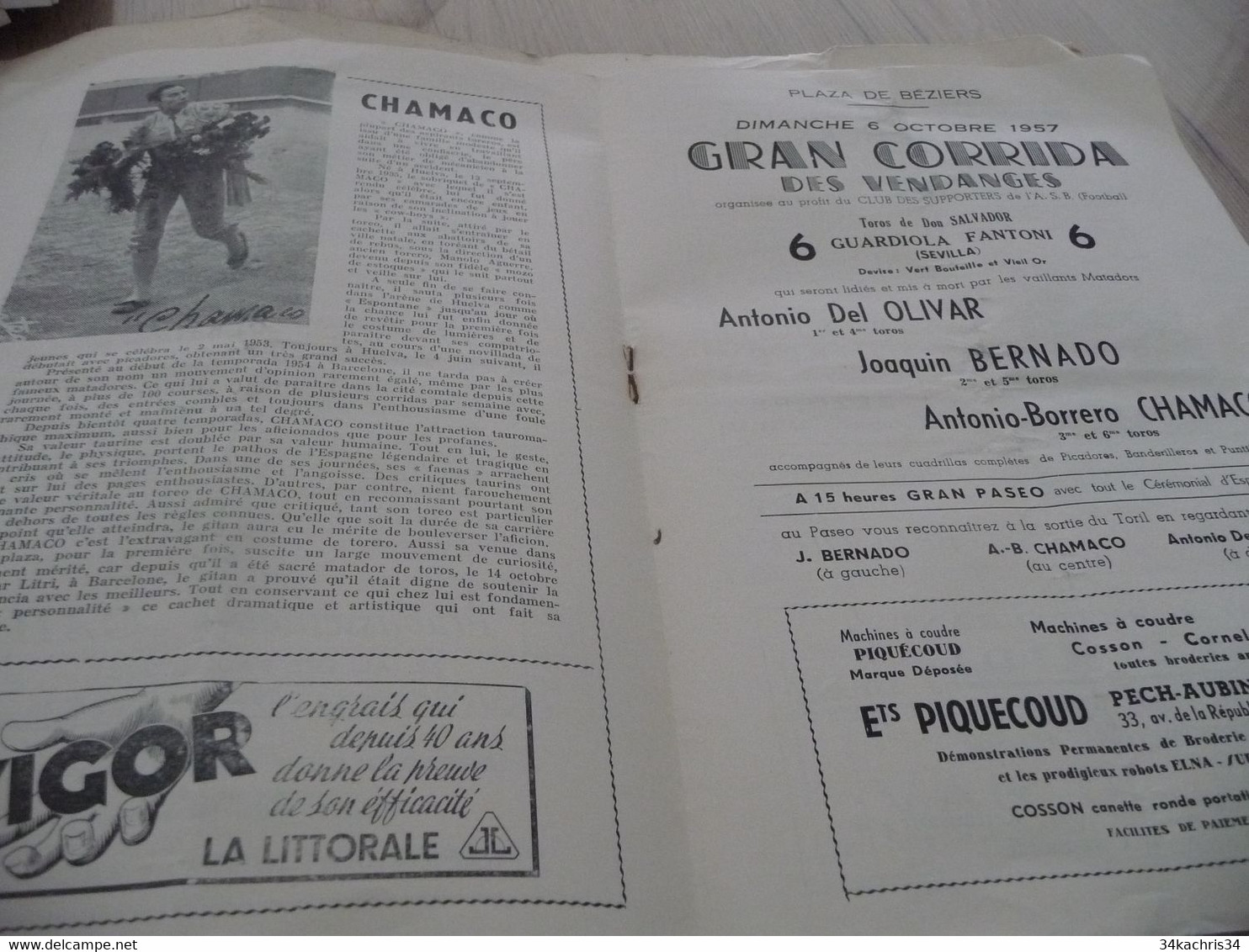 Programme Illustré Féria De Béziers 1957 - Programs