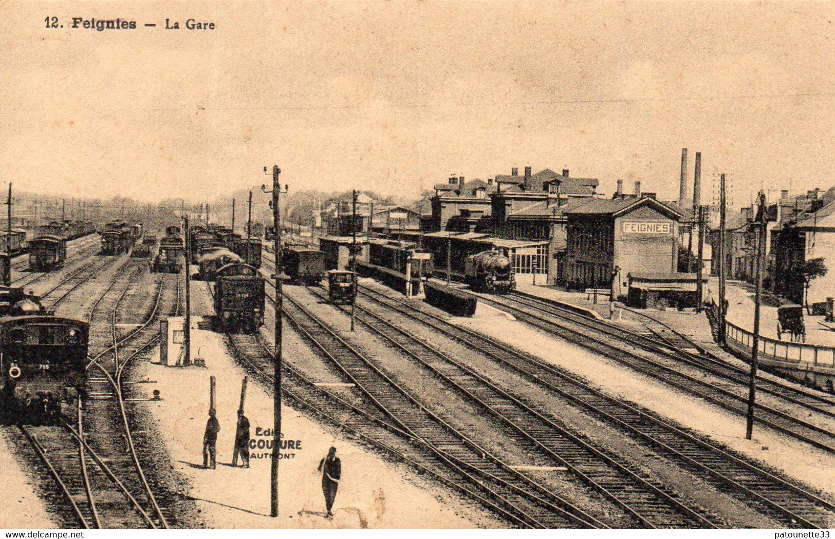 59 FEIGNIES LA GARE INTERIEURE BELLE ANIMATION CLICHE UNIQUE - Feignies